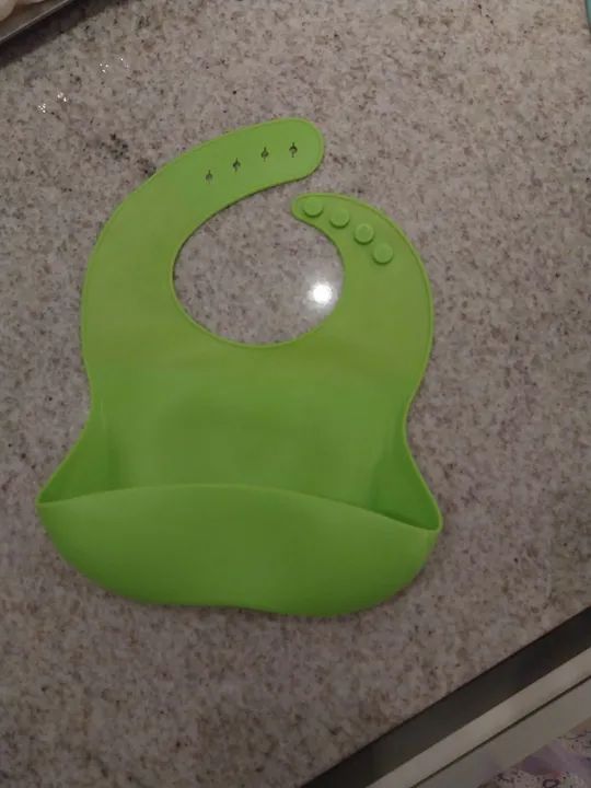 Babadores de Silicone para Bebês - Verde e Azul - Foto 3