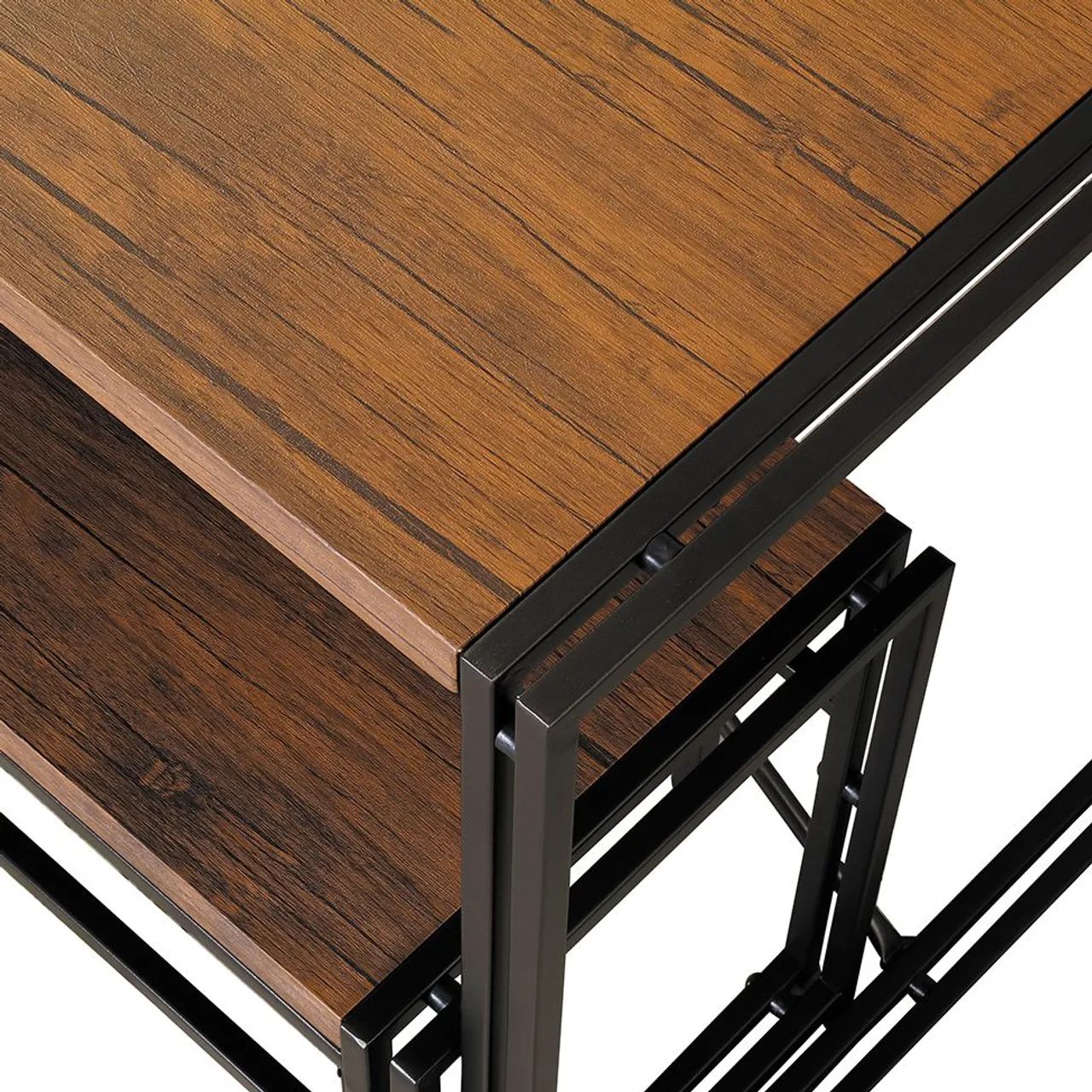 Conjunto de Mesa Wooden com 1 Banco e 2 Cadeiras Preto e Amêndoa - Foto 5