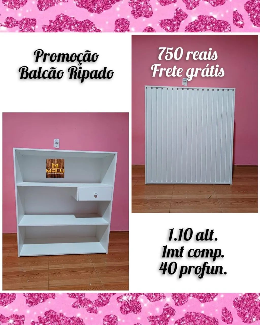 Balcão Ripado - 1,10m alt. - Frete Grátis