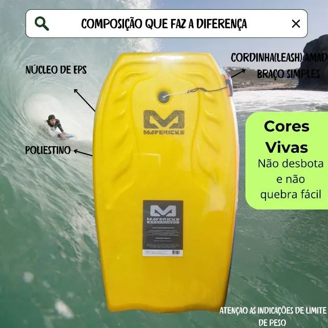 Prancha Bodyboard Master Mavericks Prancha de Surf Bodyboard p/Adulto c/ leash - Foto 5