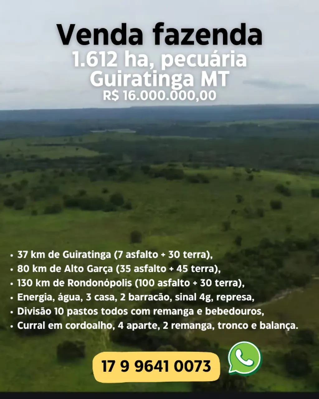 Venda fazenda Guiratinga MT