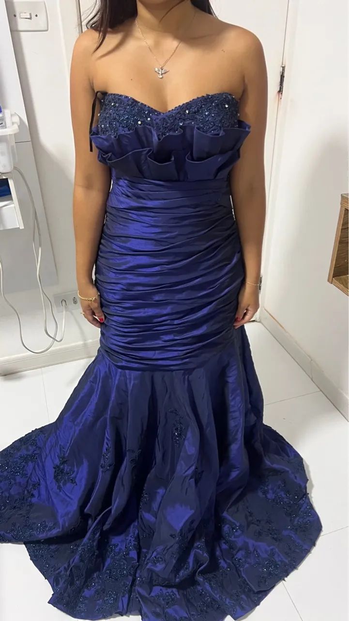 Vestido de festa azul longo - Foto 5