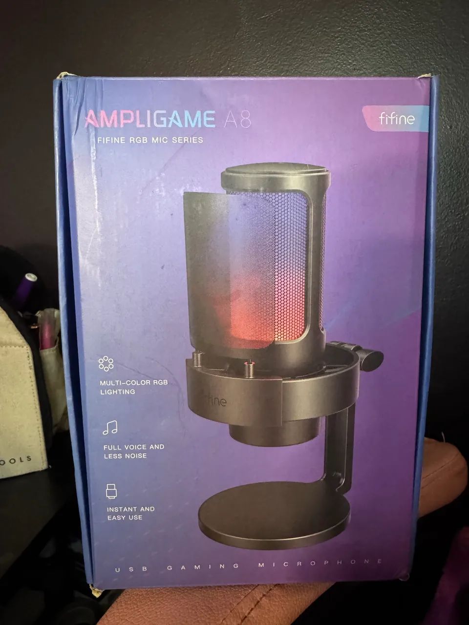 Microfone Fifine Ampligame A8 USB Rosa - Estado Impecável! - Foto 5