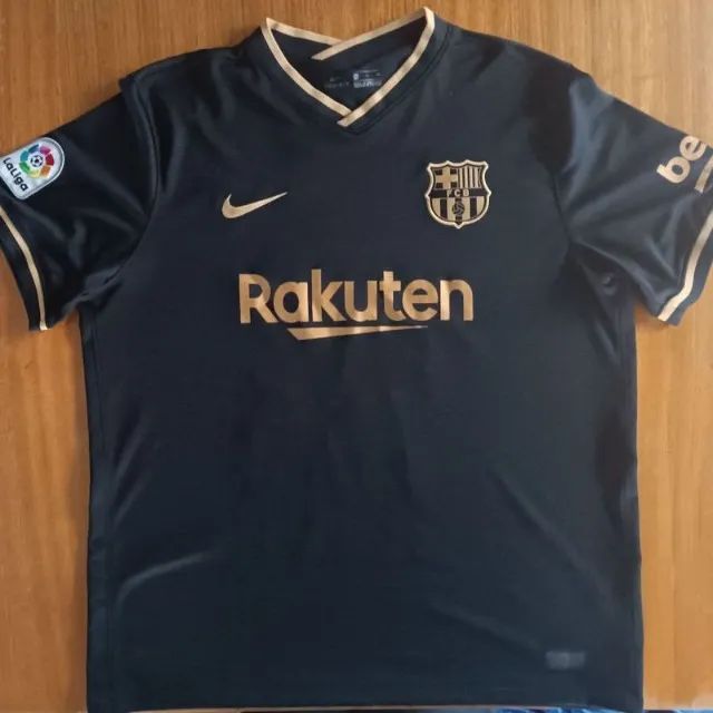 Camisa Original 2020 FC Barcelona Preta Dourada Nike GG