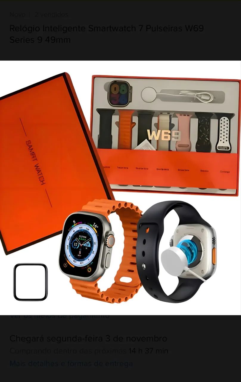 Smartwatch w69 7 pulseiras novos 