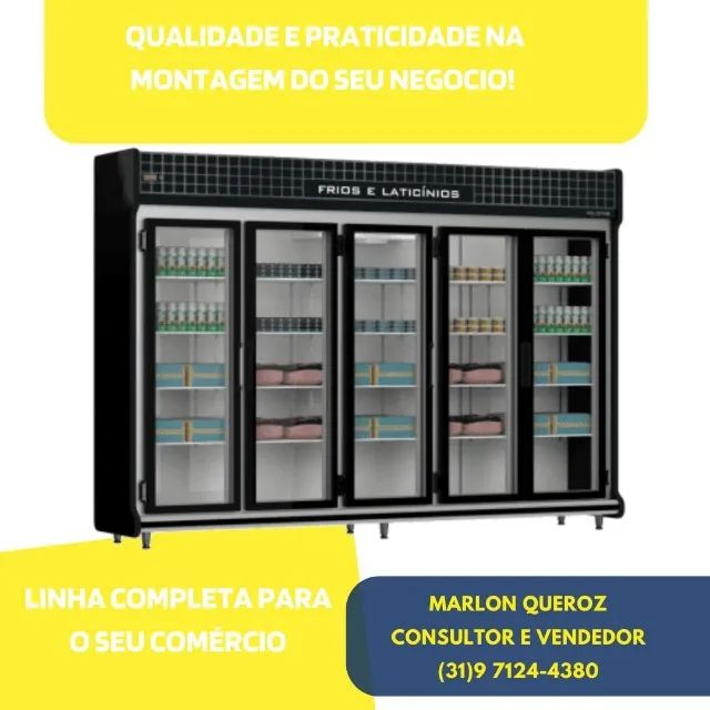 Expositor Refrigerado Auto Serviço Polofrio 3,00m 5 Portas 220v