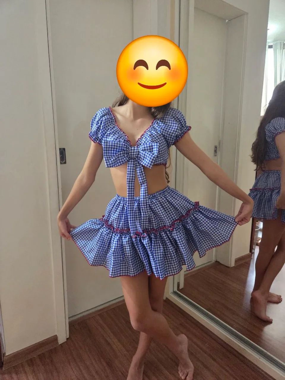 Conjunto Xadrez Azul e Branco - Festa Junina 