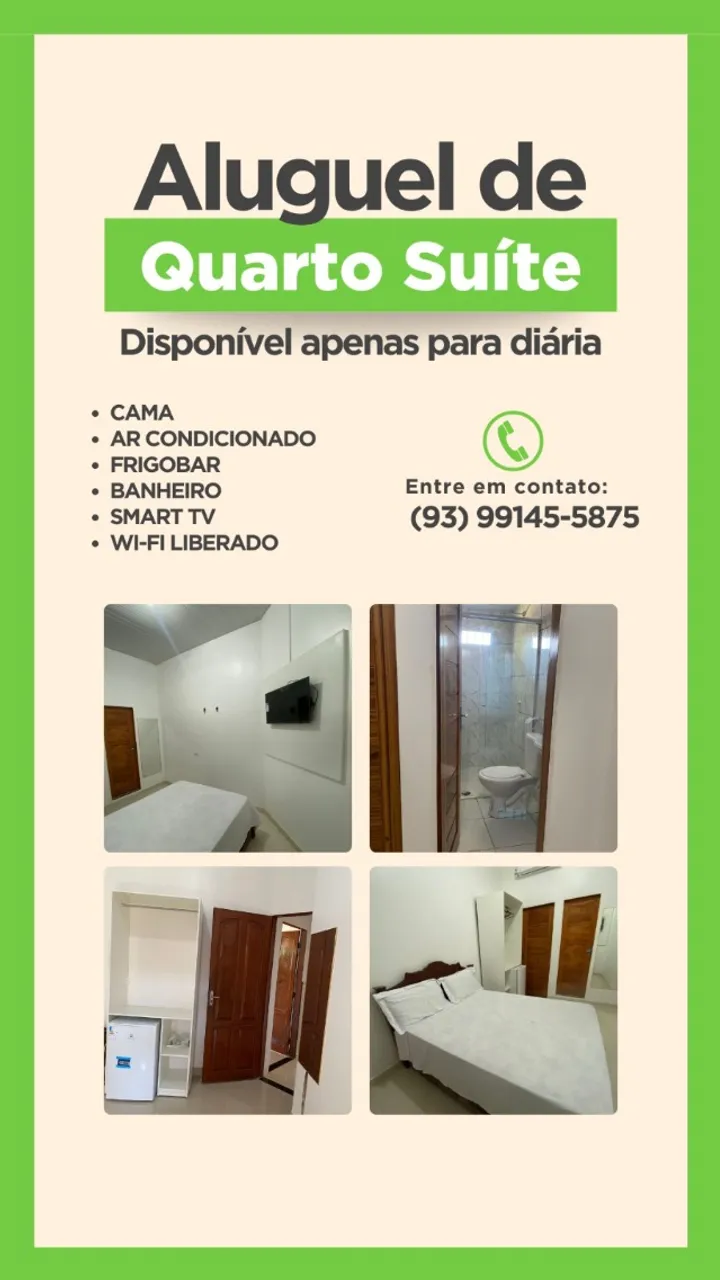 Aluguel de quartos por diária tipo suíte em Juruti Pará