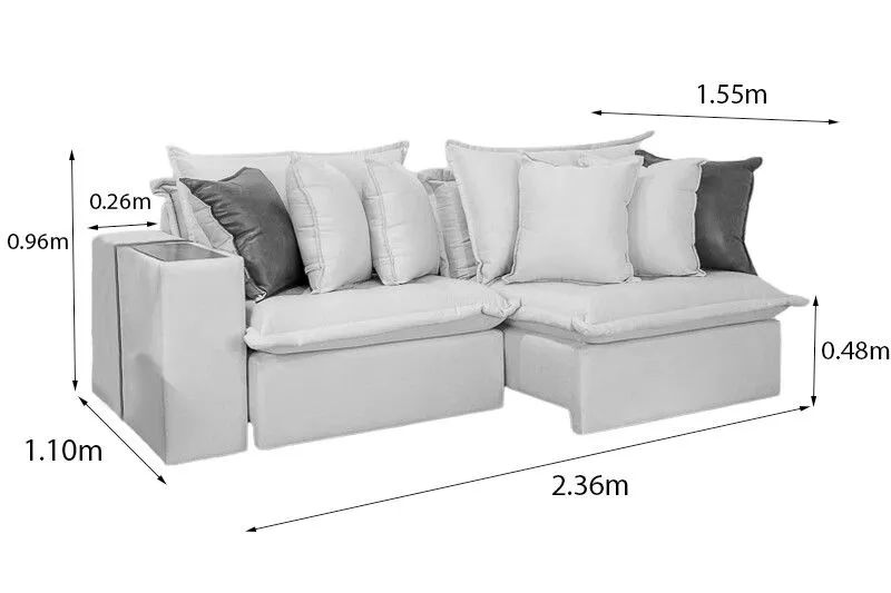 Sofá Retrátil 3 Lugares sem Caixa 236cm Linho Cinza - Foto 5