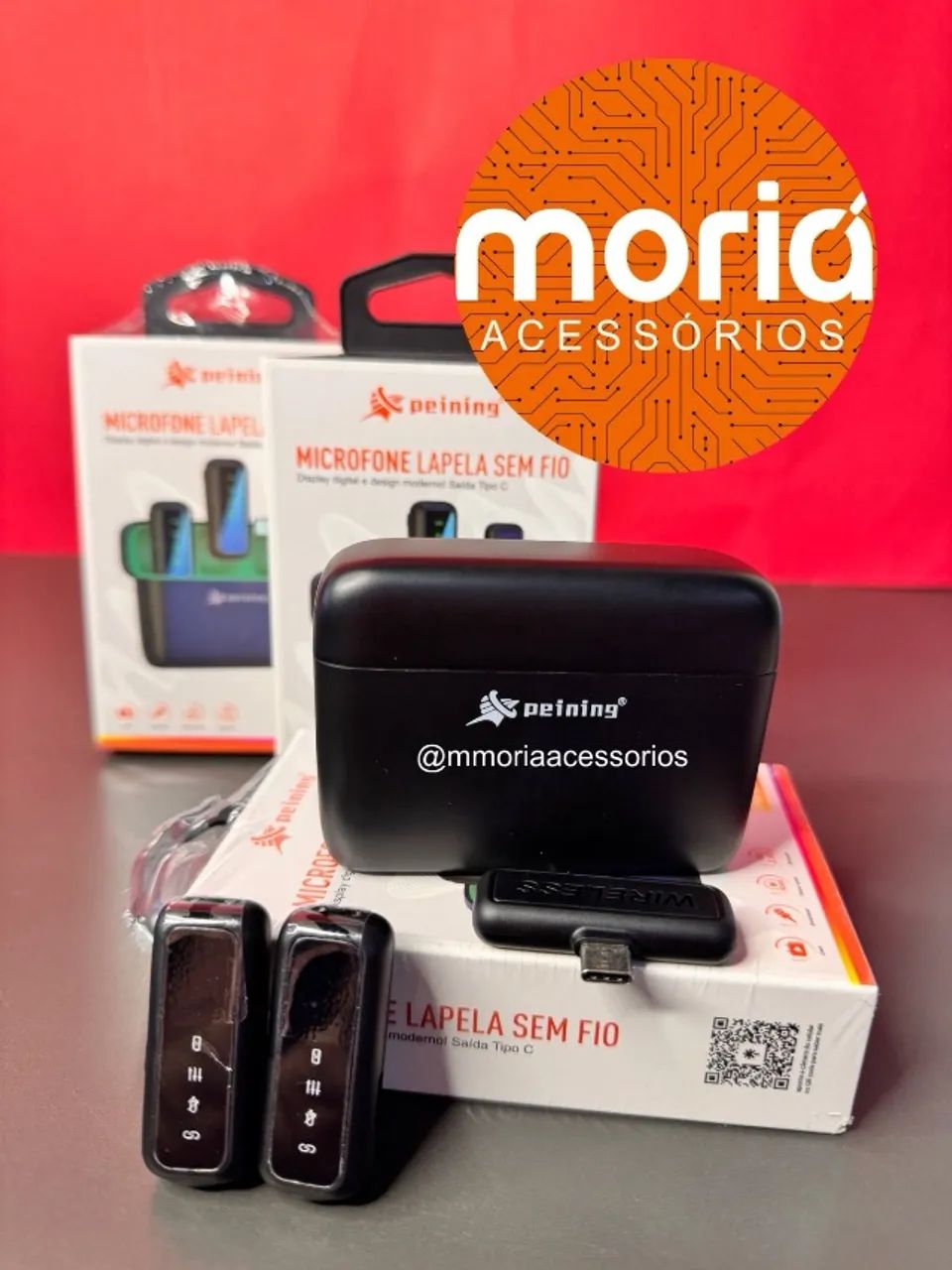 Microfone Lapela Duplo Typo C Sem Fio Com Display Led Digital Pei-mkf01 - Foto 4