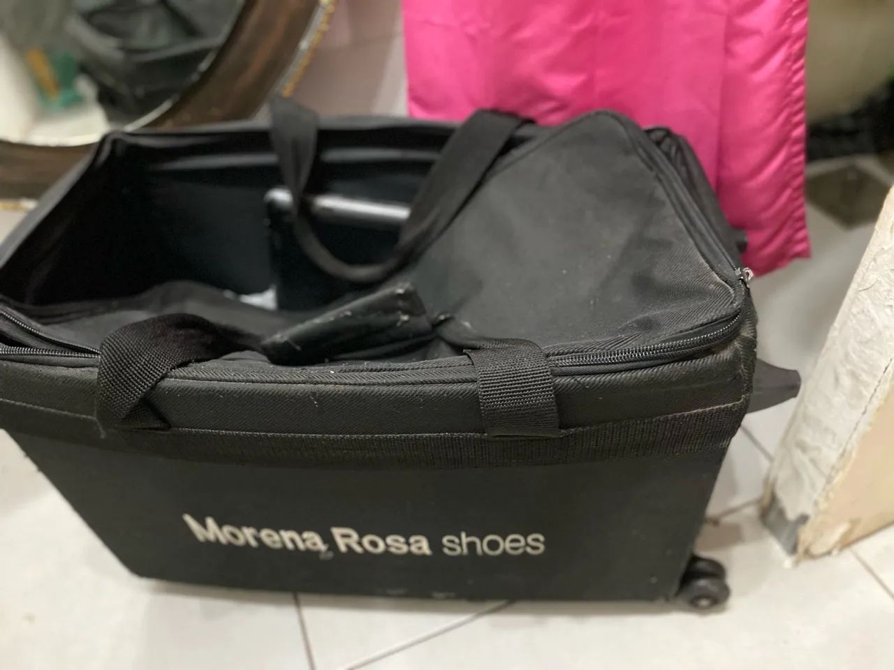 Mala Baú  com Rodinhas Morena Rosa - Foto 3