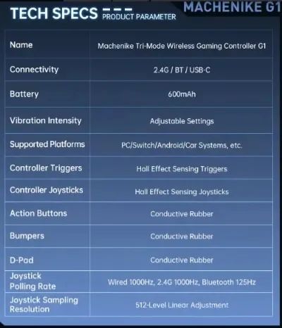 MACHENIKE G1 C polling de 1K e gatilho de efeito Hall para N.Switch, PC, iOS e Android - Foto 6