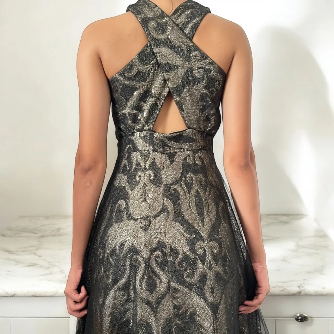 Vestido de festa preto longo 