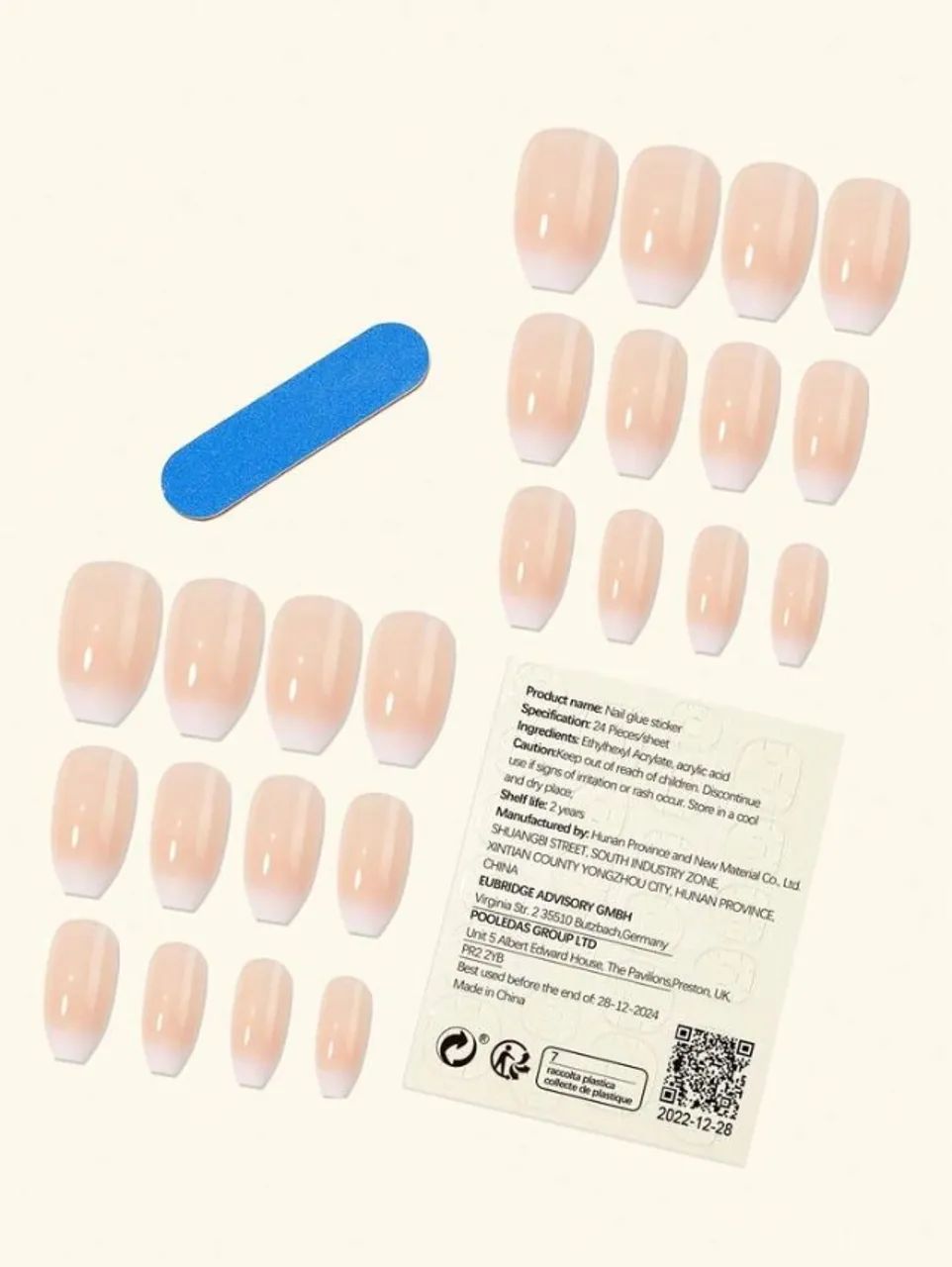 24 peças Unhas Postiças + Cola Transparente + Lixa de Unha  - Foto 4