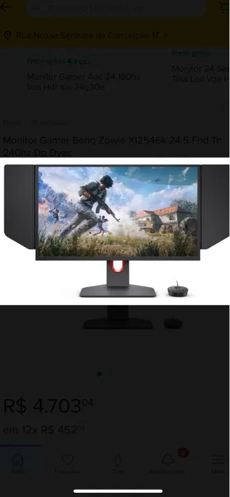 Monitor Gamer Benq Zowie XL2546K 24.5 FHD TN 240Hz