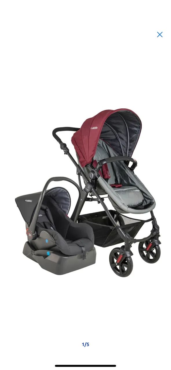 Carrinho de Bebê Travel System Galaxy + Casulo Click GR/Vinho Kiddo - Foto 3