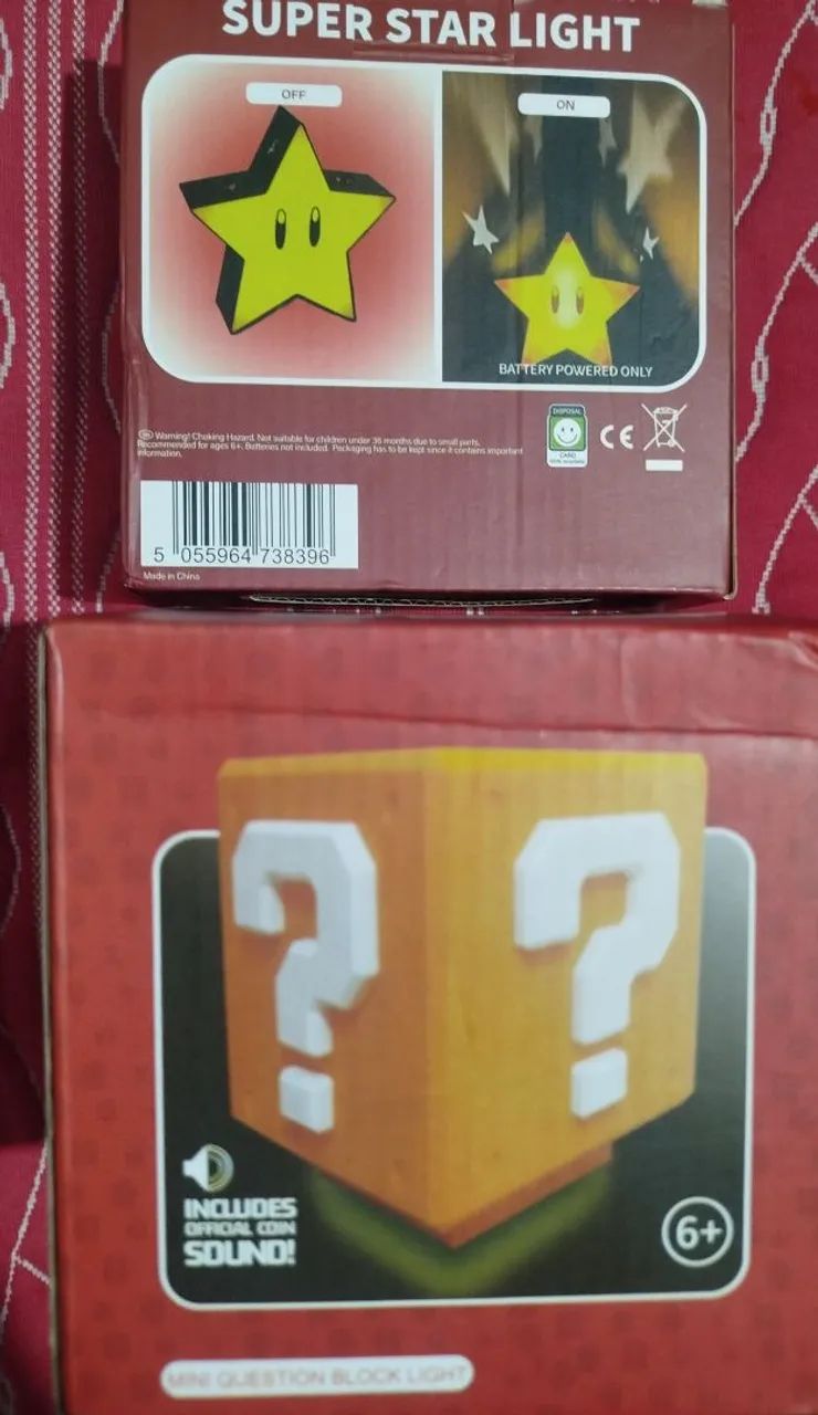 Luminárias Super Mario - Estrela e Bloco de Interrogação