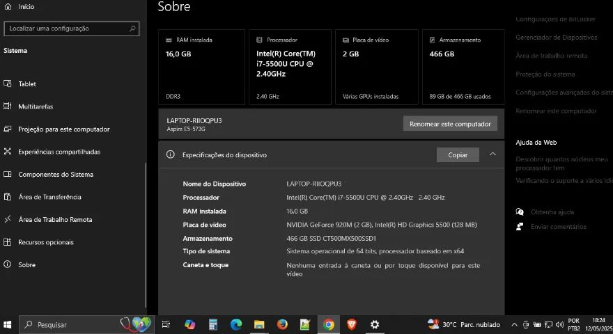 Notebook Acer, i7-5500U, 16GB RAM, 500 SSD, GeForce 920M 2GB dedicada, Win10 - Foto 3