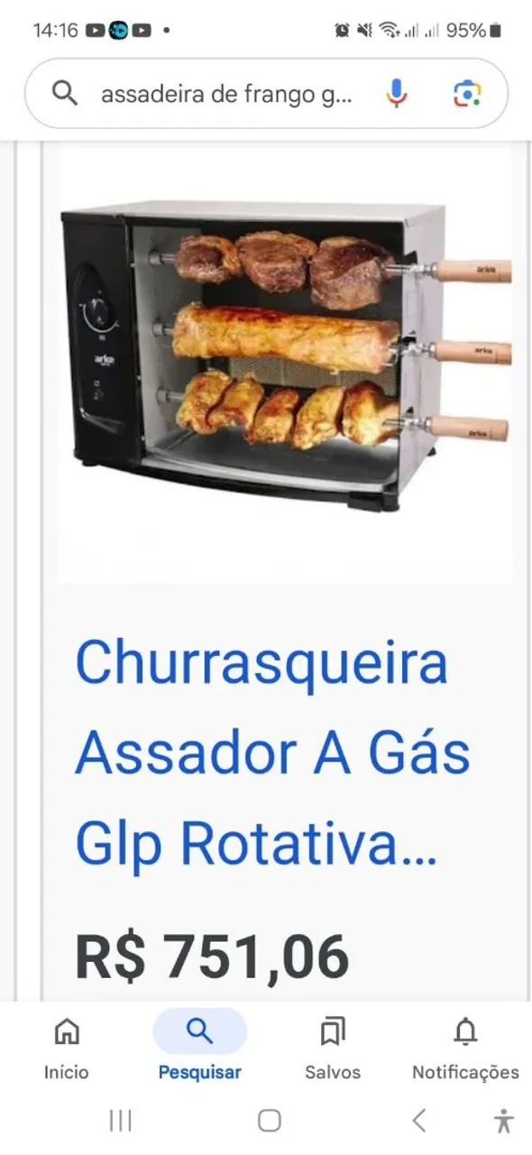 Churrasqueira Assador a Gás GLP Rotativa - Arke