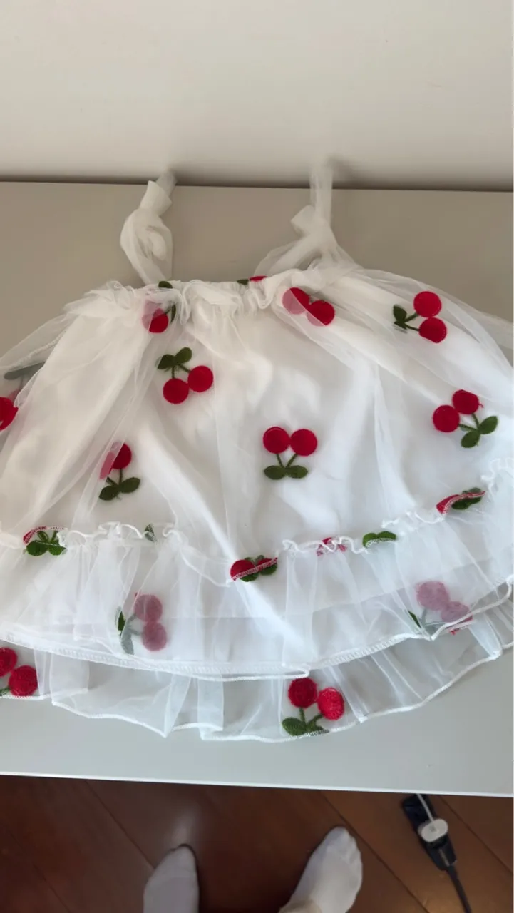 Vestido SHEIN em tule com detalhes de cereja - 3 a 6 meses