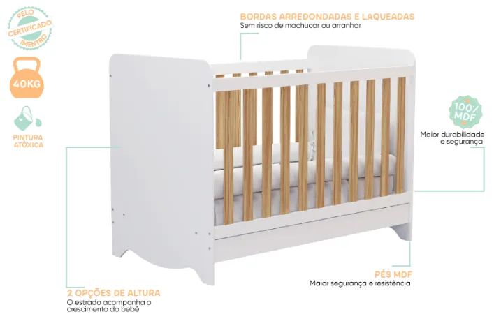 Berço Cama Americano Ben Peroba, 100% MDF  - Foto 5