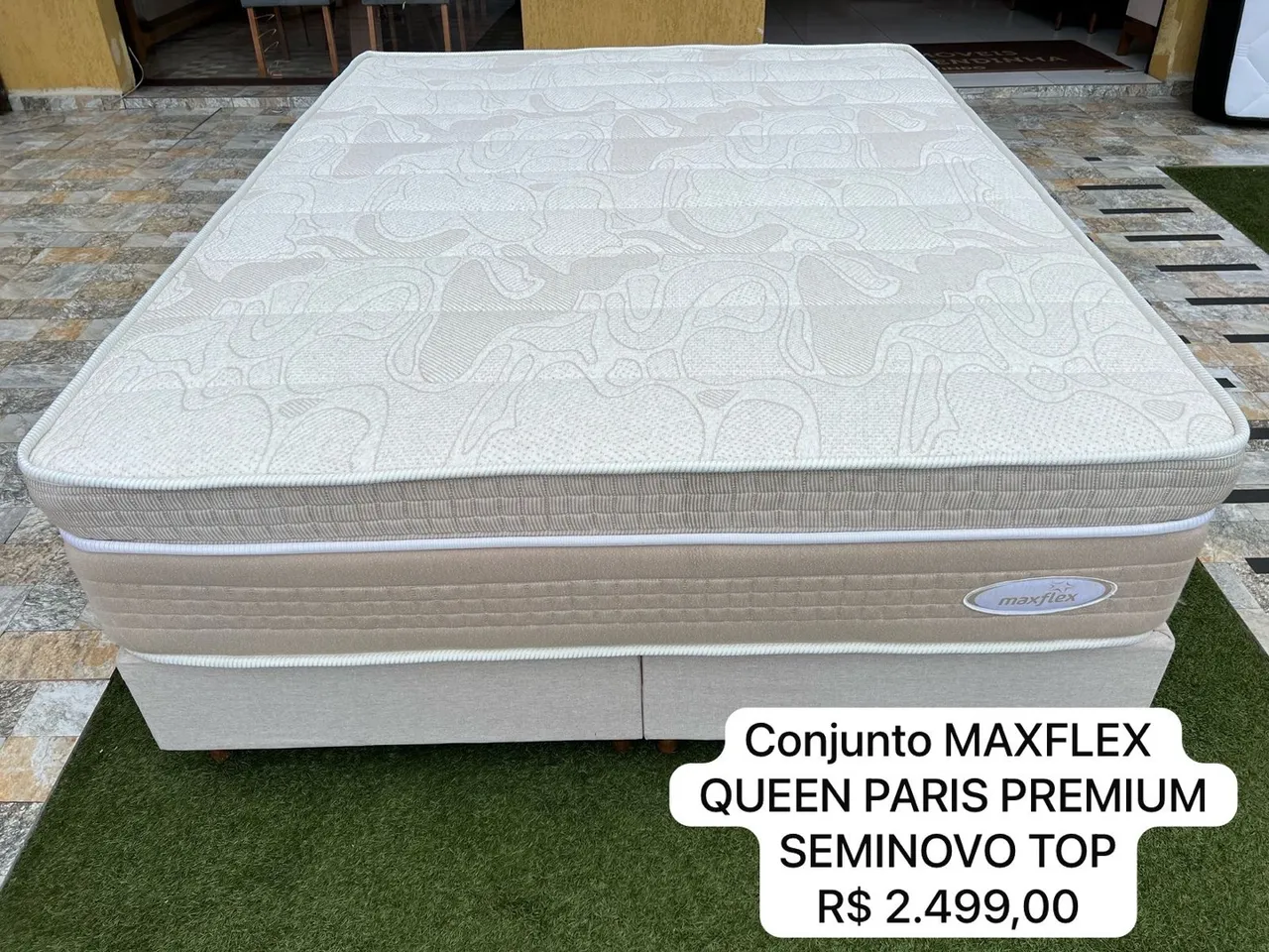 CAMA QUEEN SIZE- COLCHÃO MAXFLEX + BASE BOX
