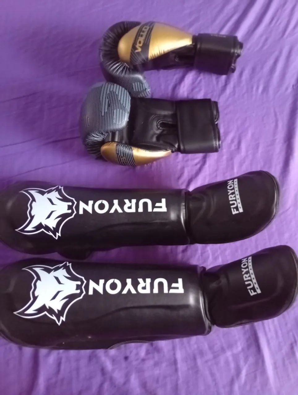 Kit luvas e caneleiras Muay-Thai - Foto 4