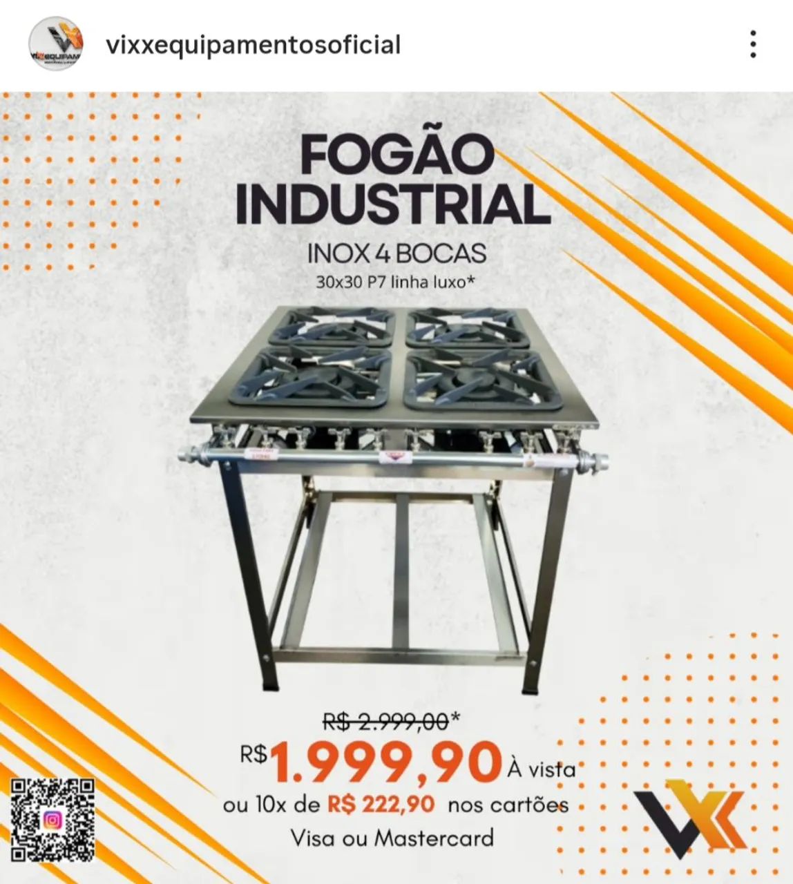Fogão industrial inox 