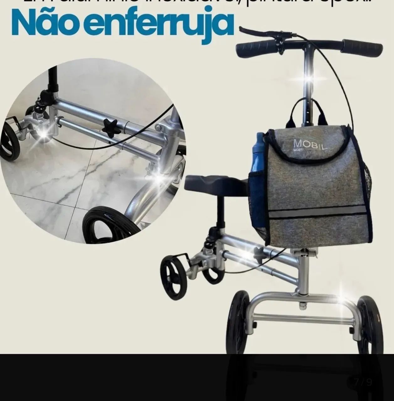 Andador joelho 4 rodas e muleta  - Foto 2