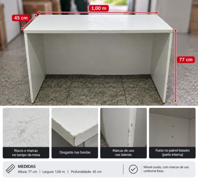 Mesa De Escritório Branca Usada - Foto 2