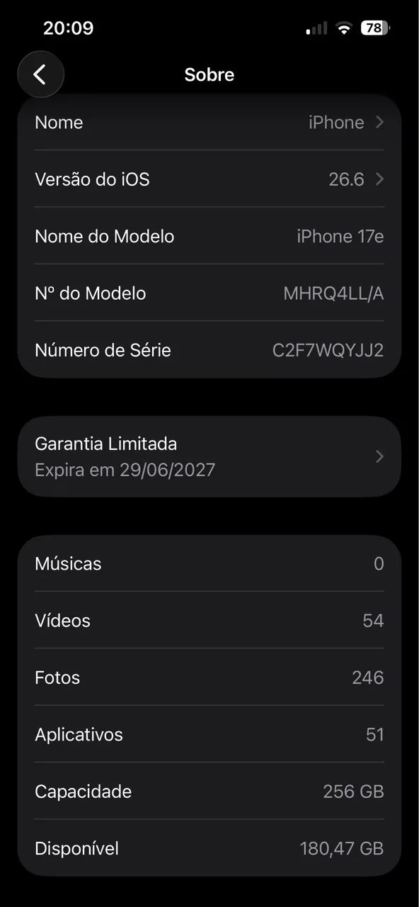 Vende -se iPhone 17e Semi Novo, celular zero de tudo 