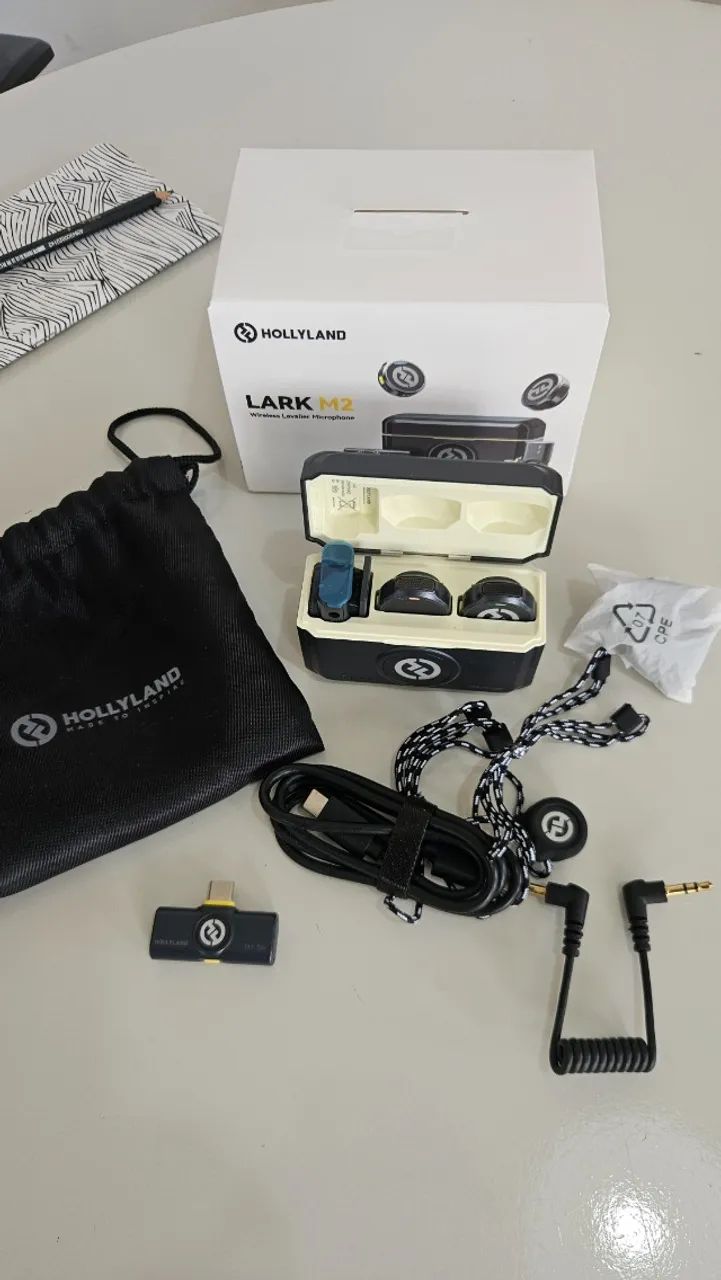 2 Microfones Lapela Sem Fio Hollyland Lark M2 , Compatível com Android, IPhone e Cameras
