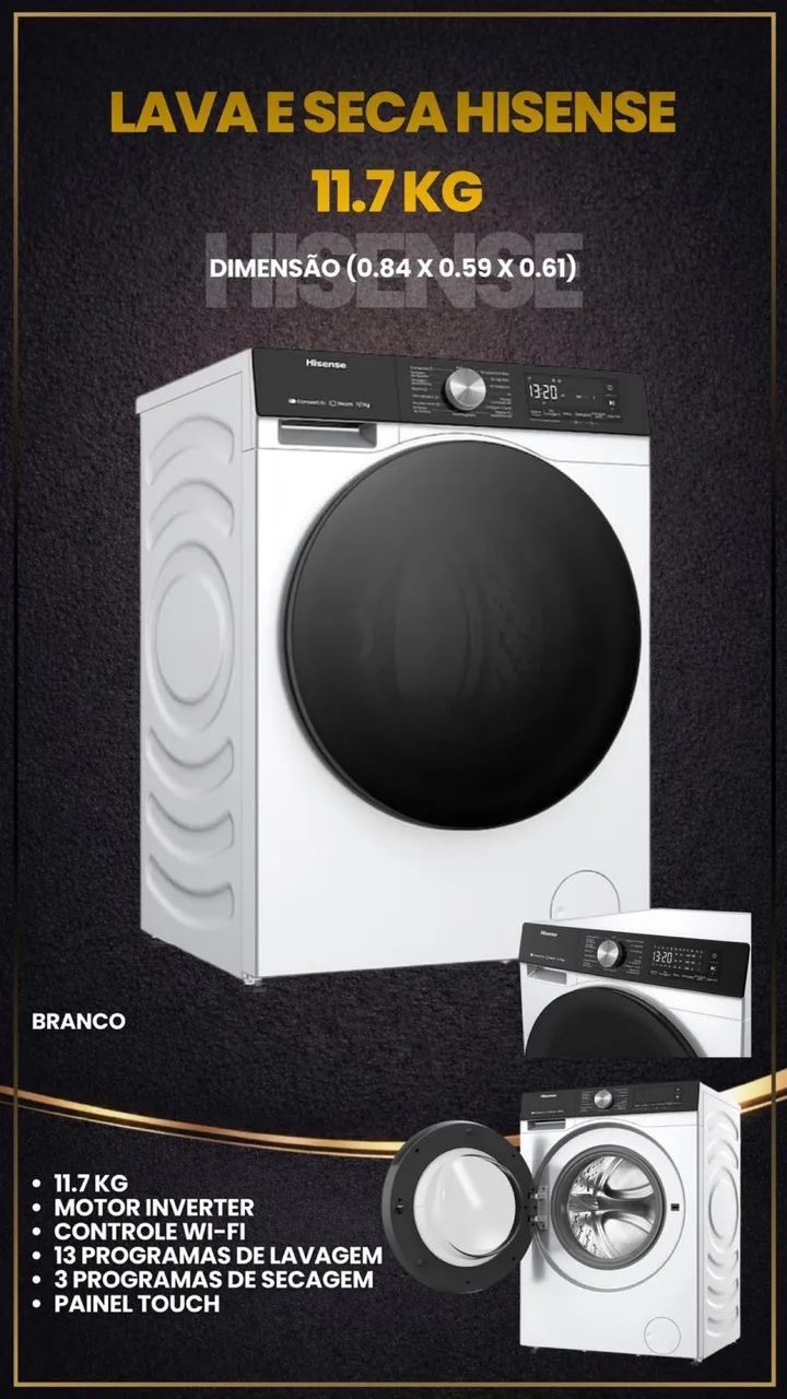 Lava e Seca Hisense 11kg Nova 