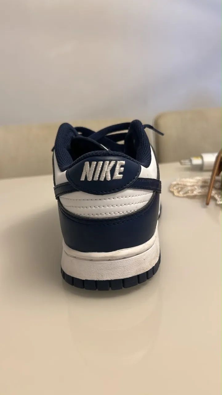 Nike Dunk Low Retro Branco e Azul Marinho Original