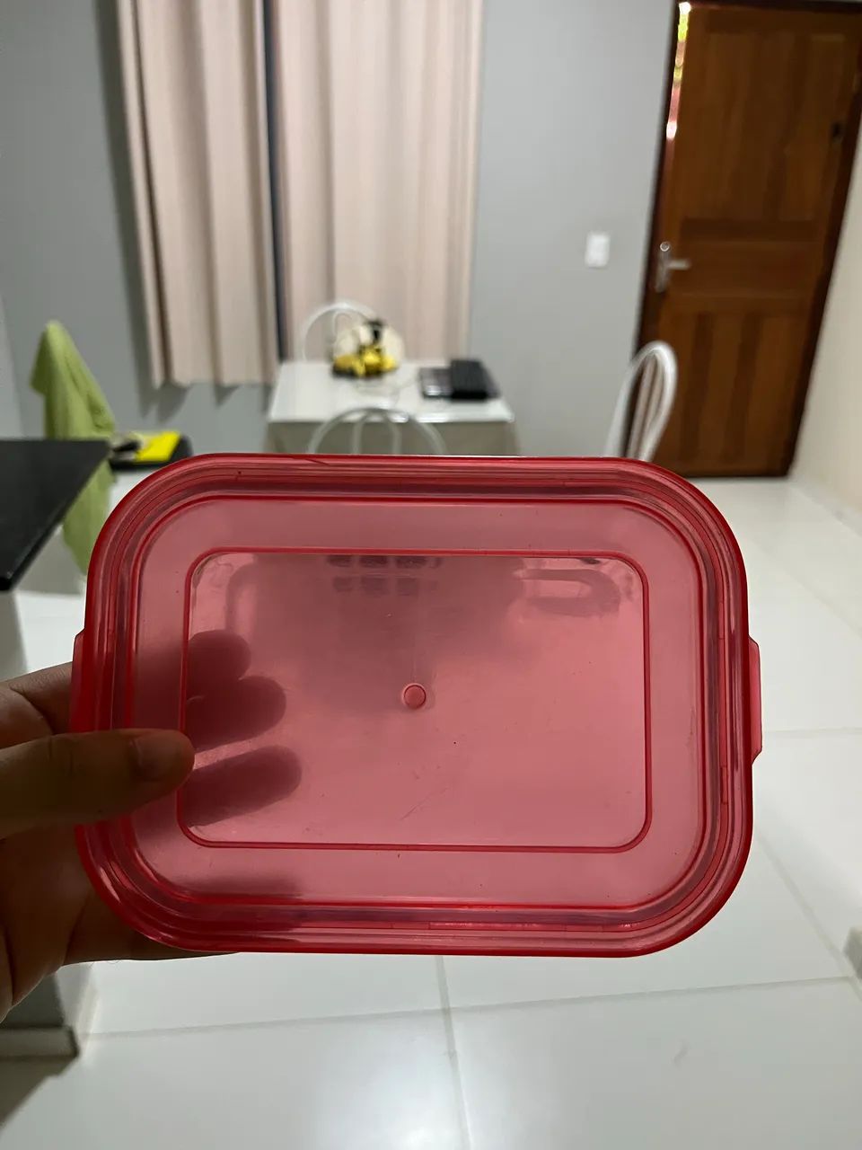 Pote de Vidro Retangular (Tampa Vermelha)
