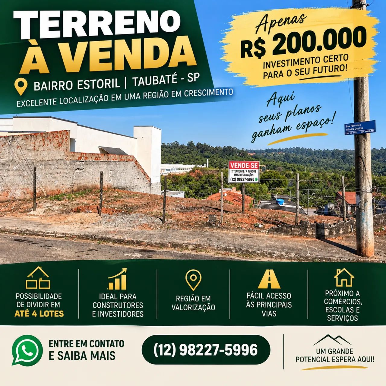 Terreno 4 lotes em um  - Estoril Taubate
