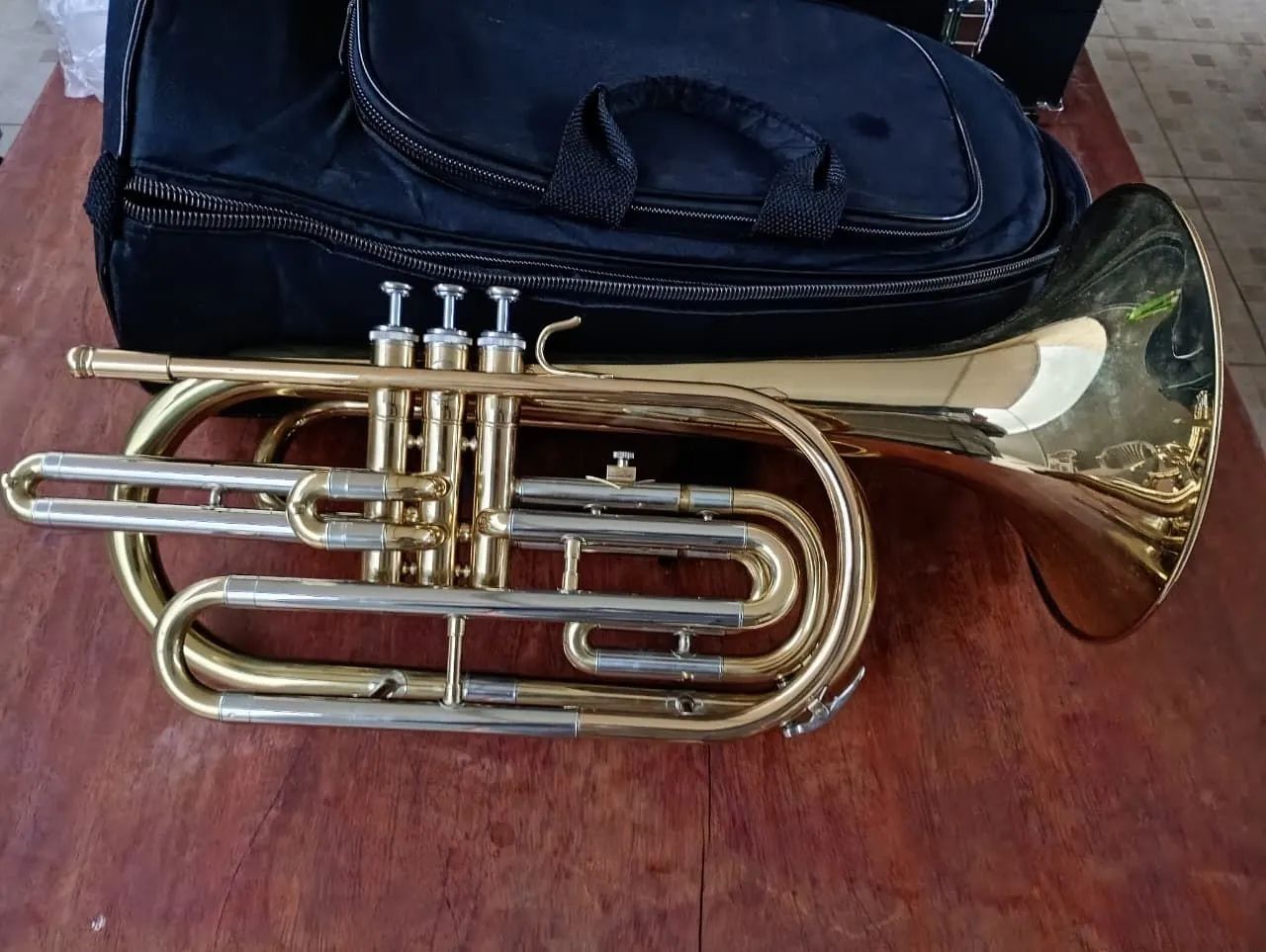 Trombonito Schieffer Sib acompanha capa e bocal