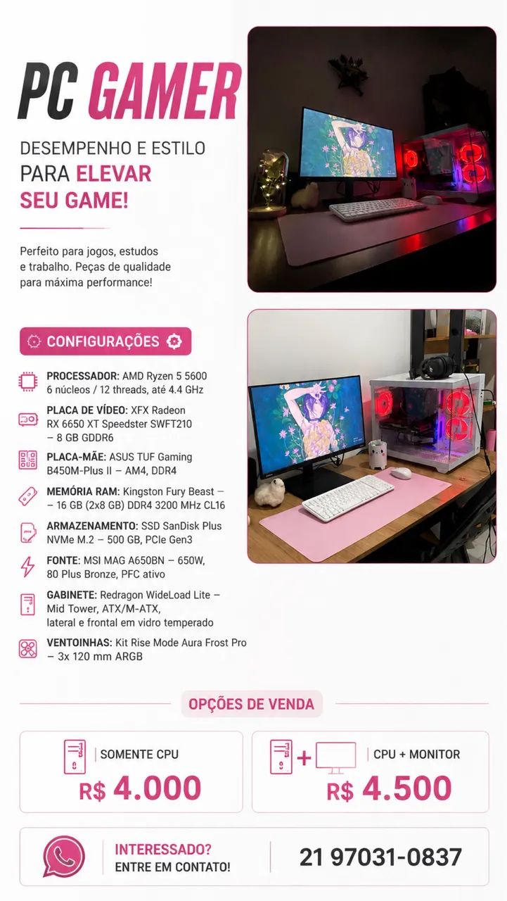 Vendo pc gamer de alta performance 