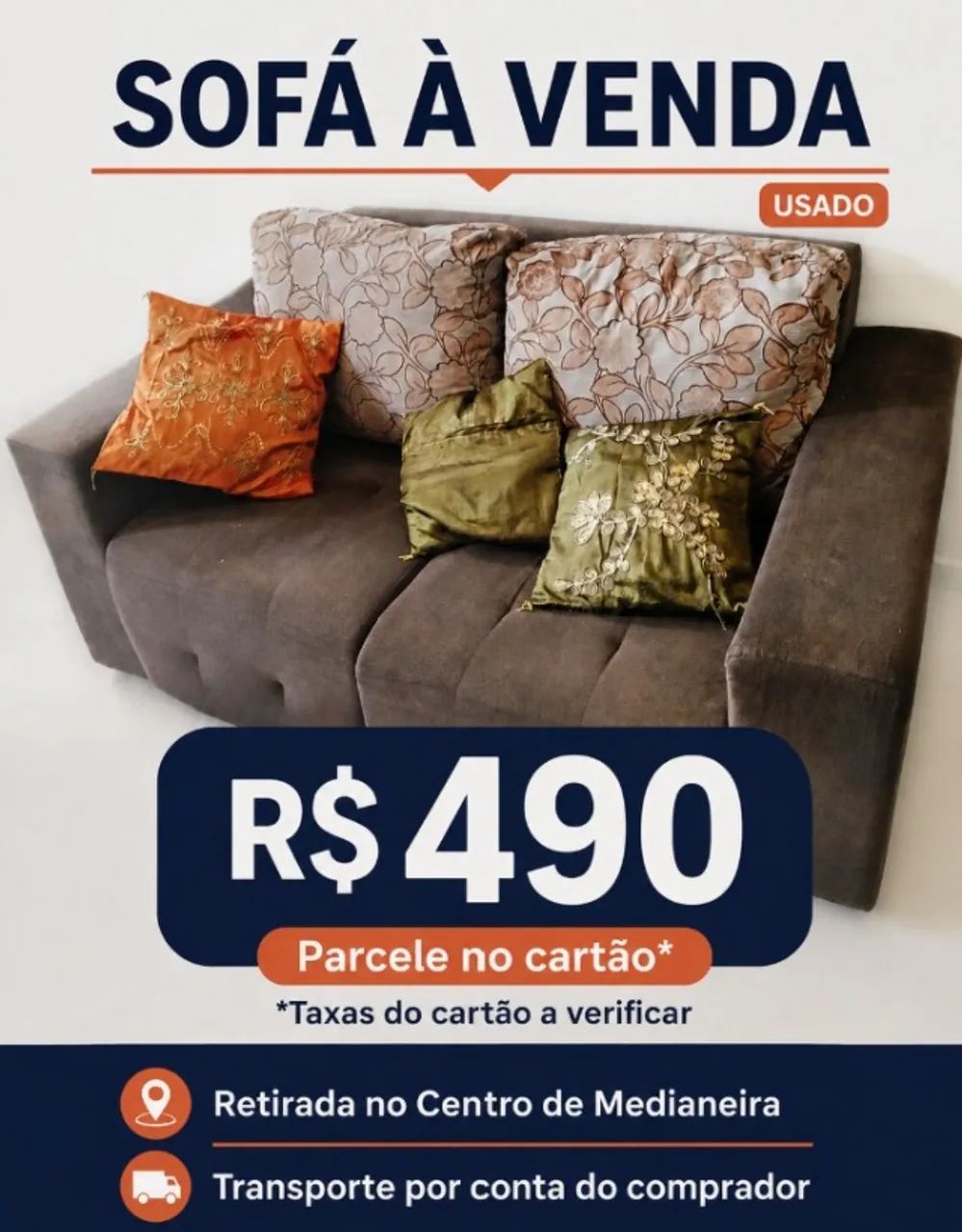 Sofá 2 lugares marrom