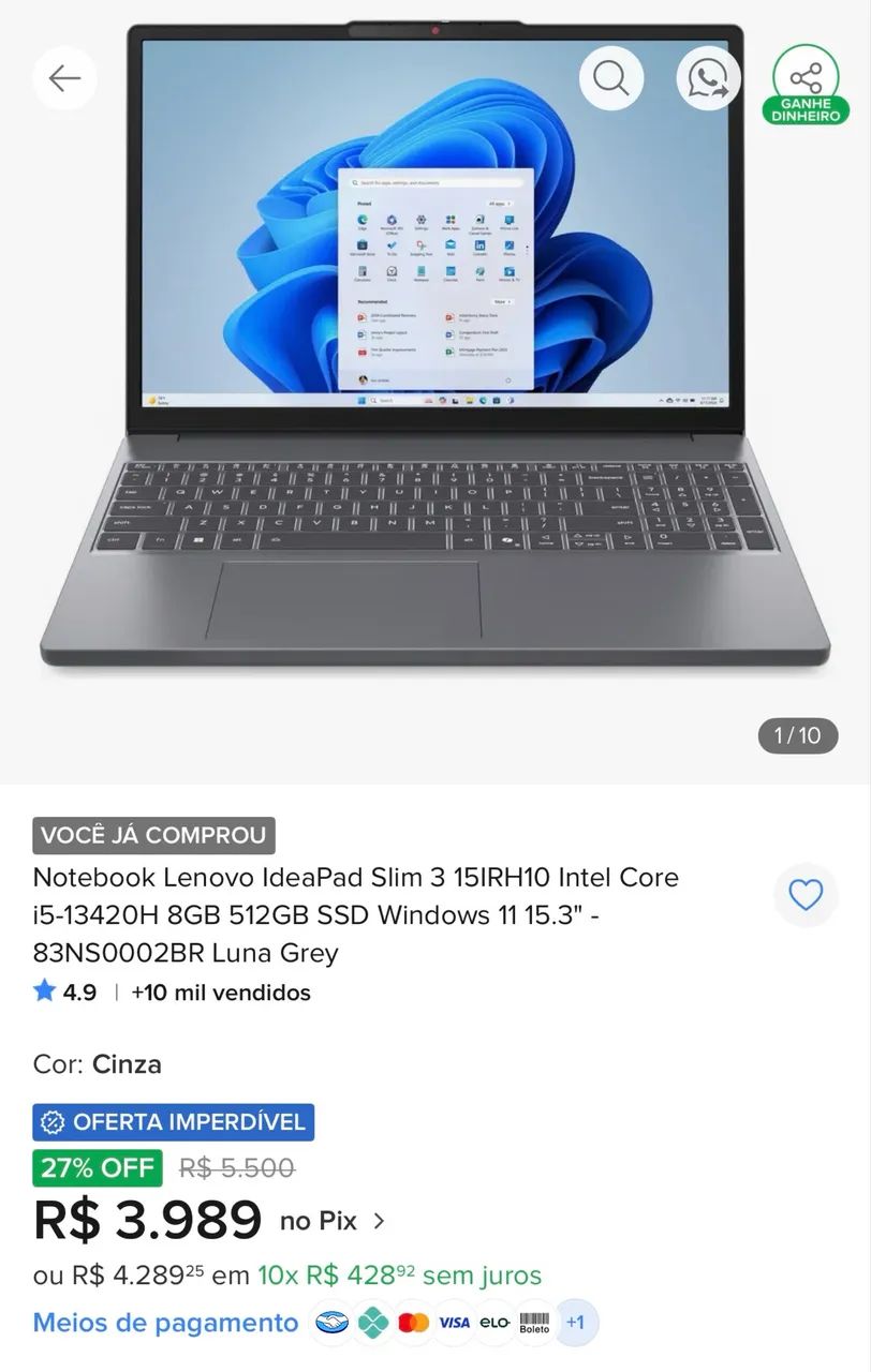 Notebook Lenovo na caixa - Foto 5