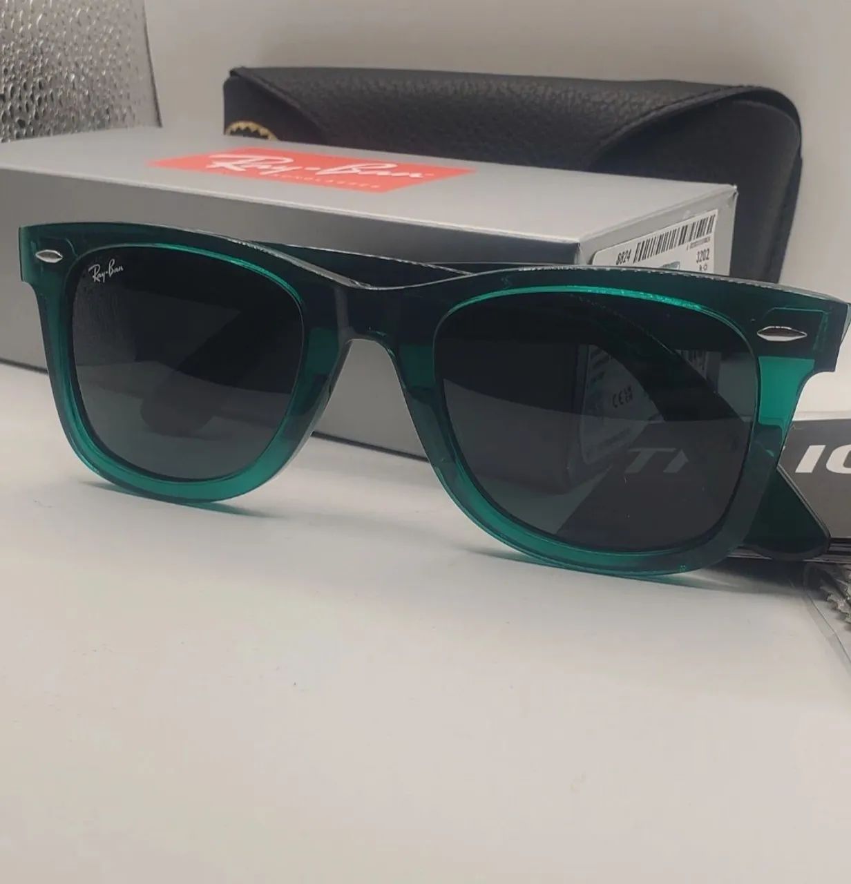 Ray ban wayfarer transparente verde rb2140 oculos de sol green