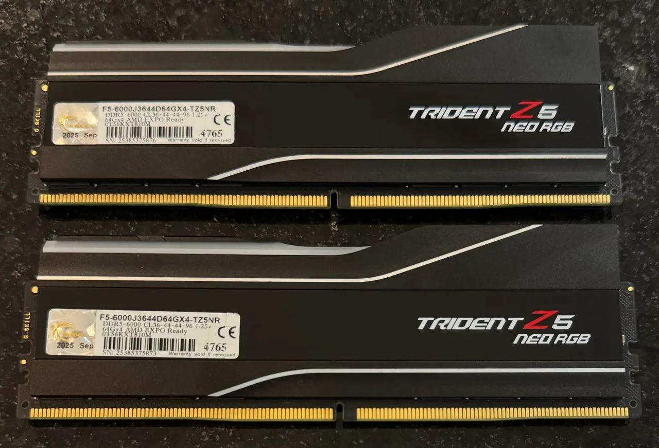 G.Skill 128gb 6000 mhz CL36 Trident Z5 Neo RGB DDR5 (2x64gb) memória AMD    - Foto 3