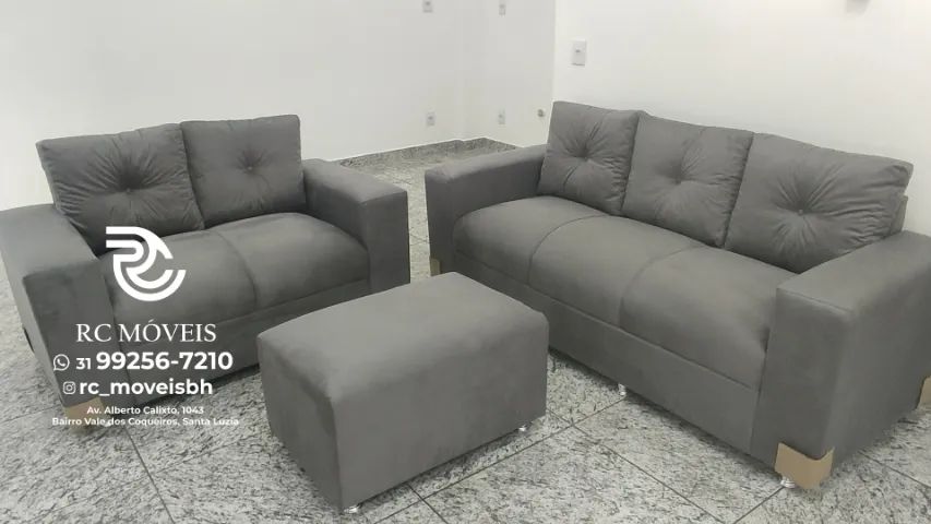 Sofá Canadá 2 e 3 Lugares + Puff | Conforto e Qualidade Direto da Fábrica