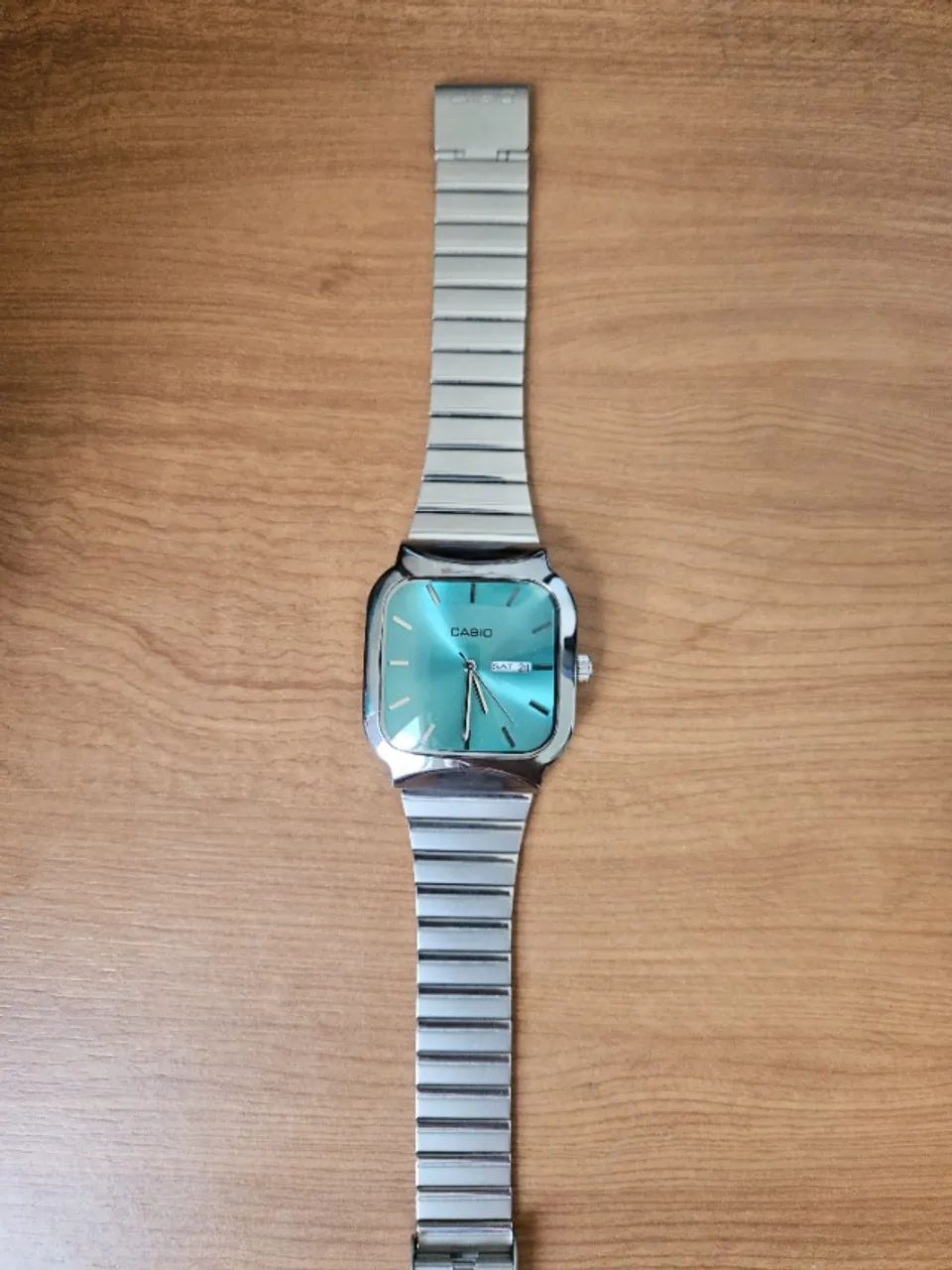 Relógio Cásio Vintage Prata/ Tiffany - Foto 3