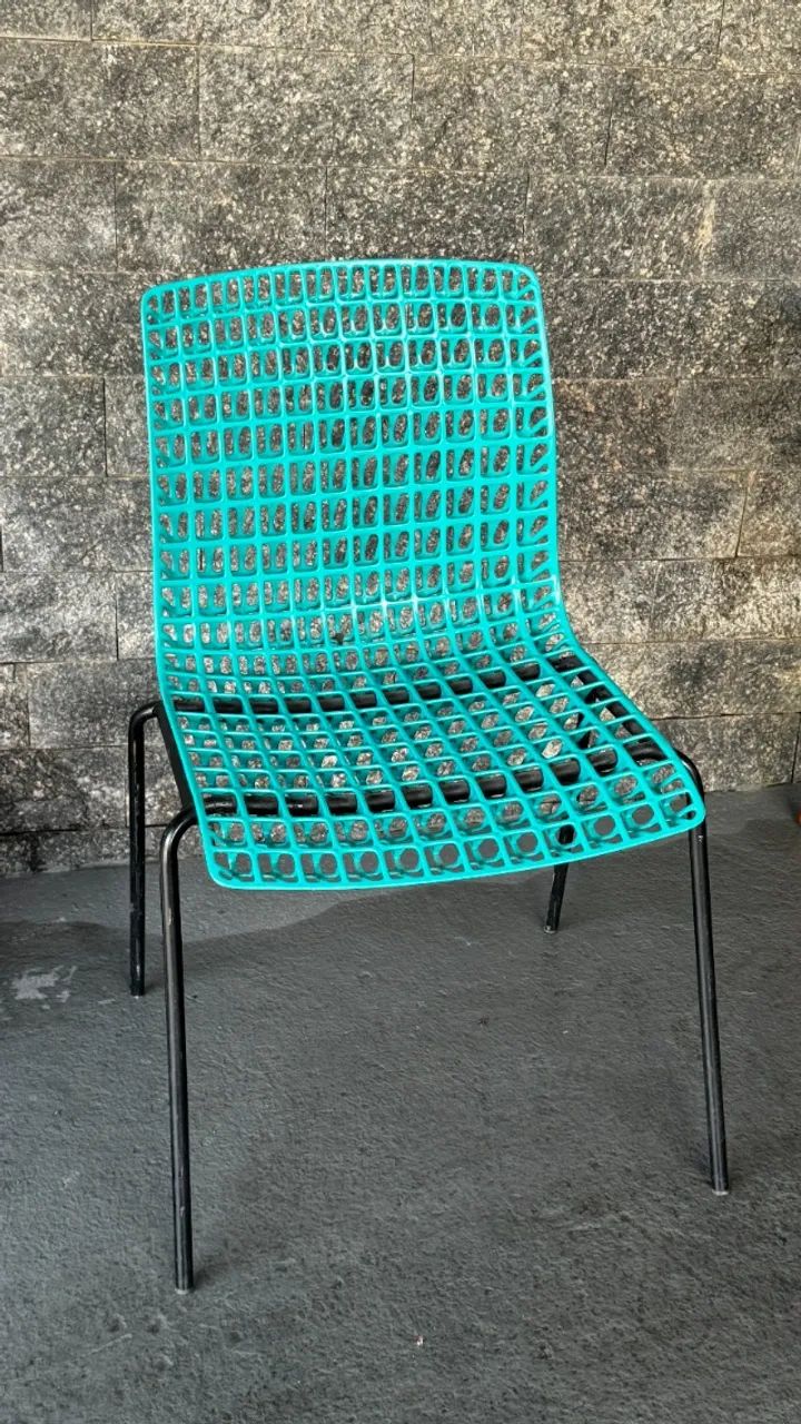 Cadeira Fixa Flexform Moiré Turquesa - Seminova