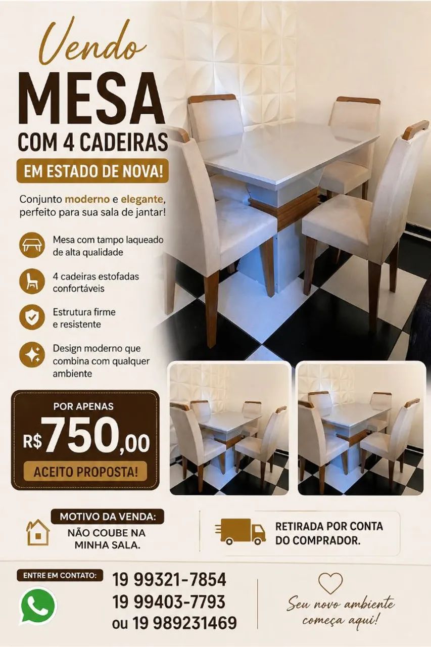 MESA DE JANTAR 4 CADEIRAS  - Foto 5