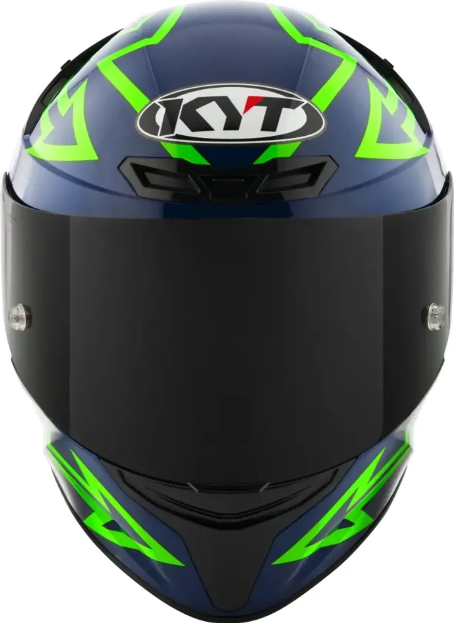 Capacete KYT TT Course Manzi - Azul Escuro/Verde