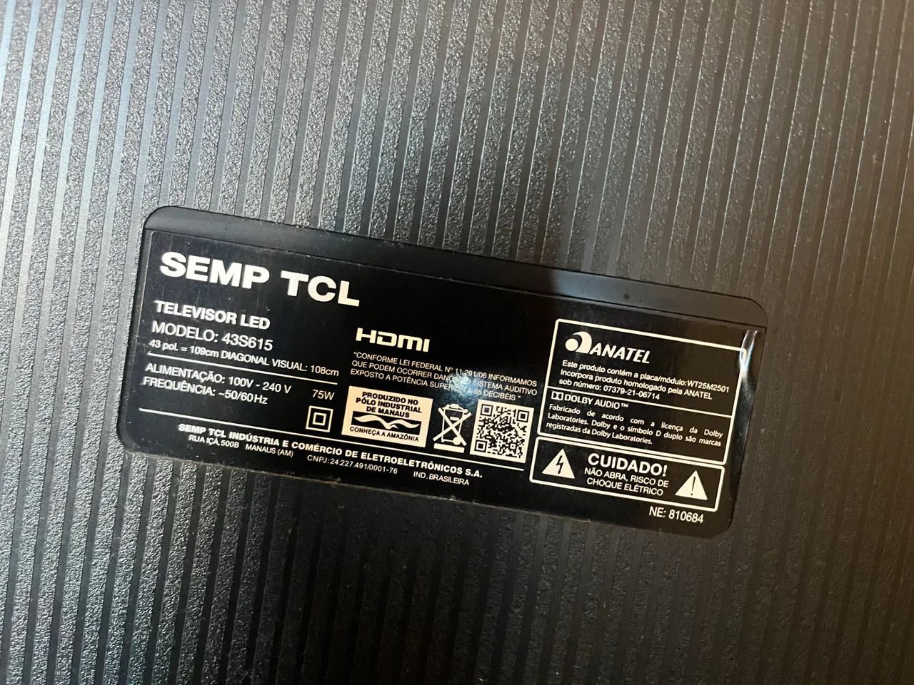Tv TCL de 43 polegadas 