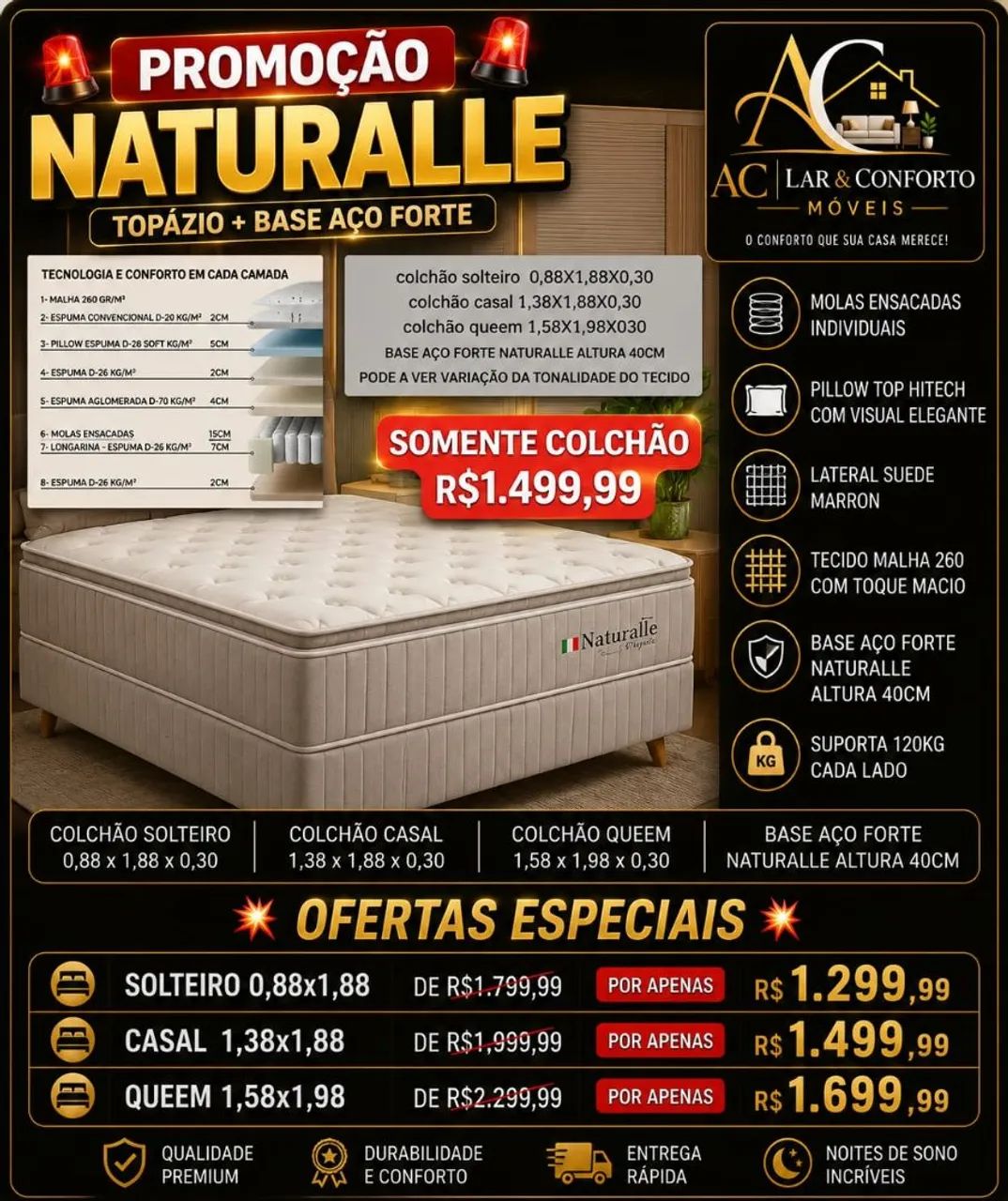 COLCHÕES SOLTEIRO A PARTIR DE R$370, - Foto 4