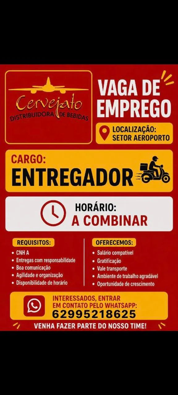 Vaga de emprego para distribuidora de bebidas 